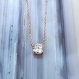 Sterling Silver Rose Gold plated Diamond Look Cubic Zirconia Necklace | Amazon (US)