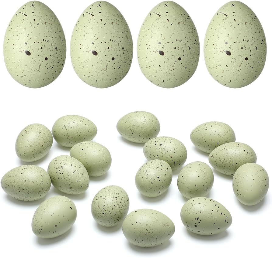 SiliFine 16 Pcs Easter Speckled Eggs 2.4 in Plastic Speckled Eggs Bowl and Vase Filler Faux Chick... | Amazon (US)