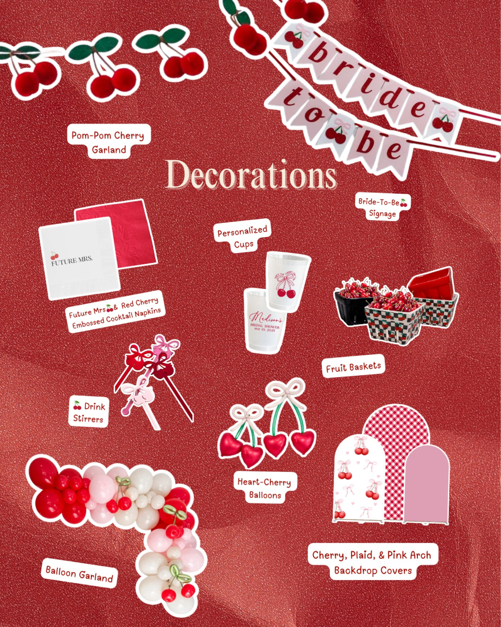 Must-Have Cherry-themed bridal shower decorations🍒

#LTKWedding #LTKStyleTip #LTKParties