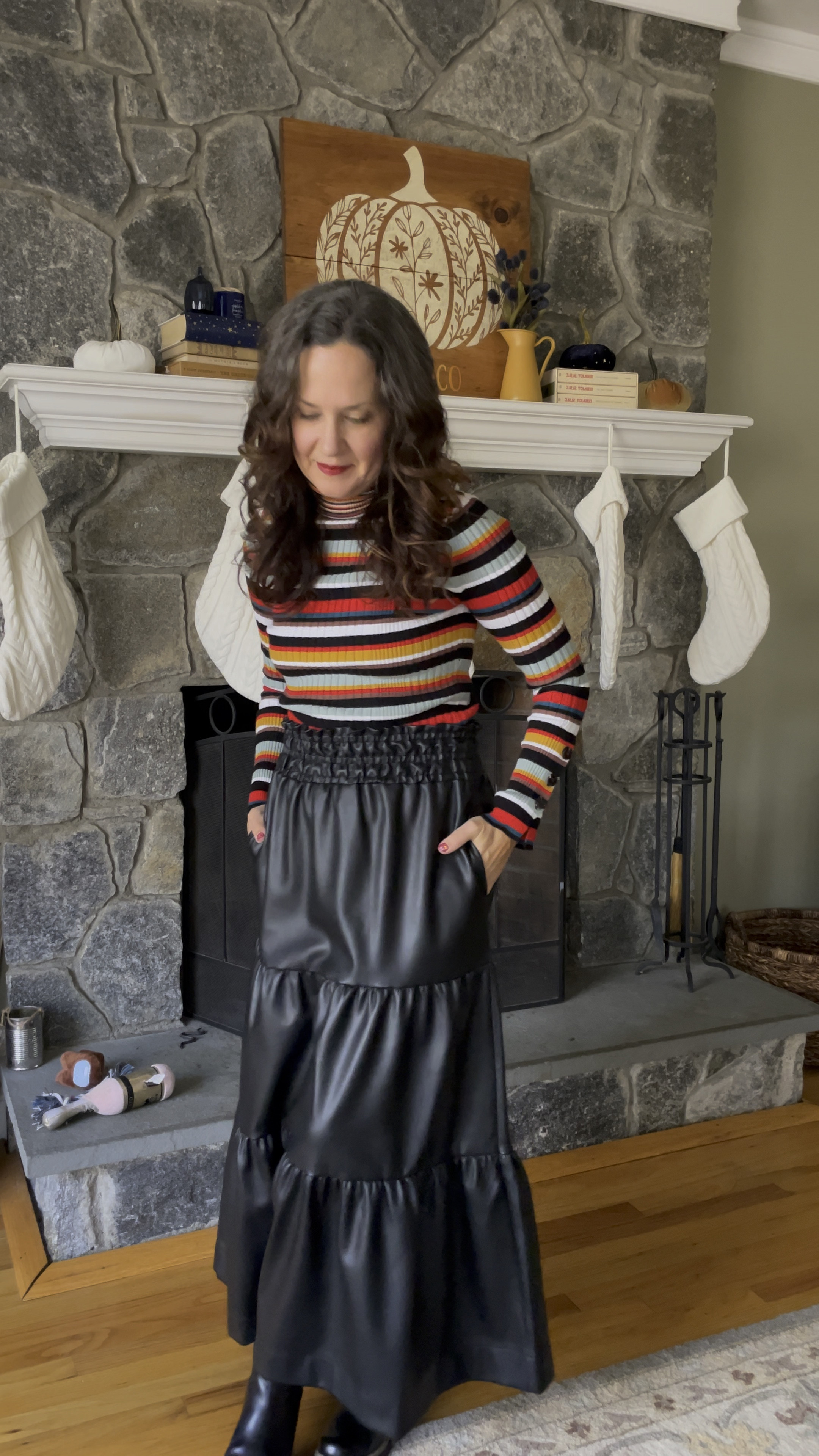 Holiday style with faux leather! Will be sharing another faux leather look soon. My turtleneck is years old from Anthro.

#LTKSeasonal #LTKover40 #LTKHoliday