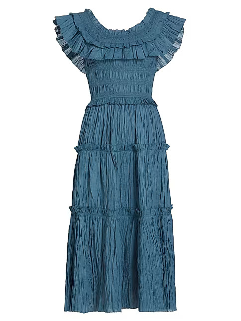 Micah Flutter-Sleeve Mocked Midi-Dress | Saks Fifth Avenue