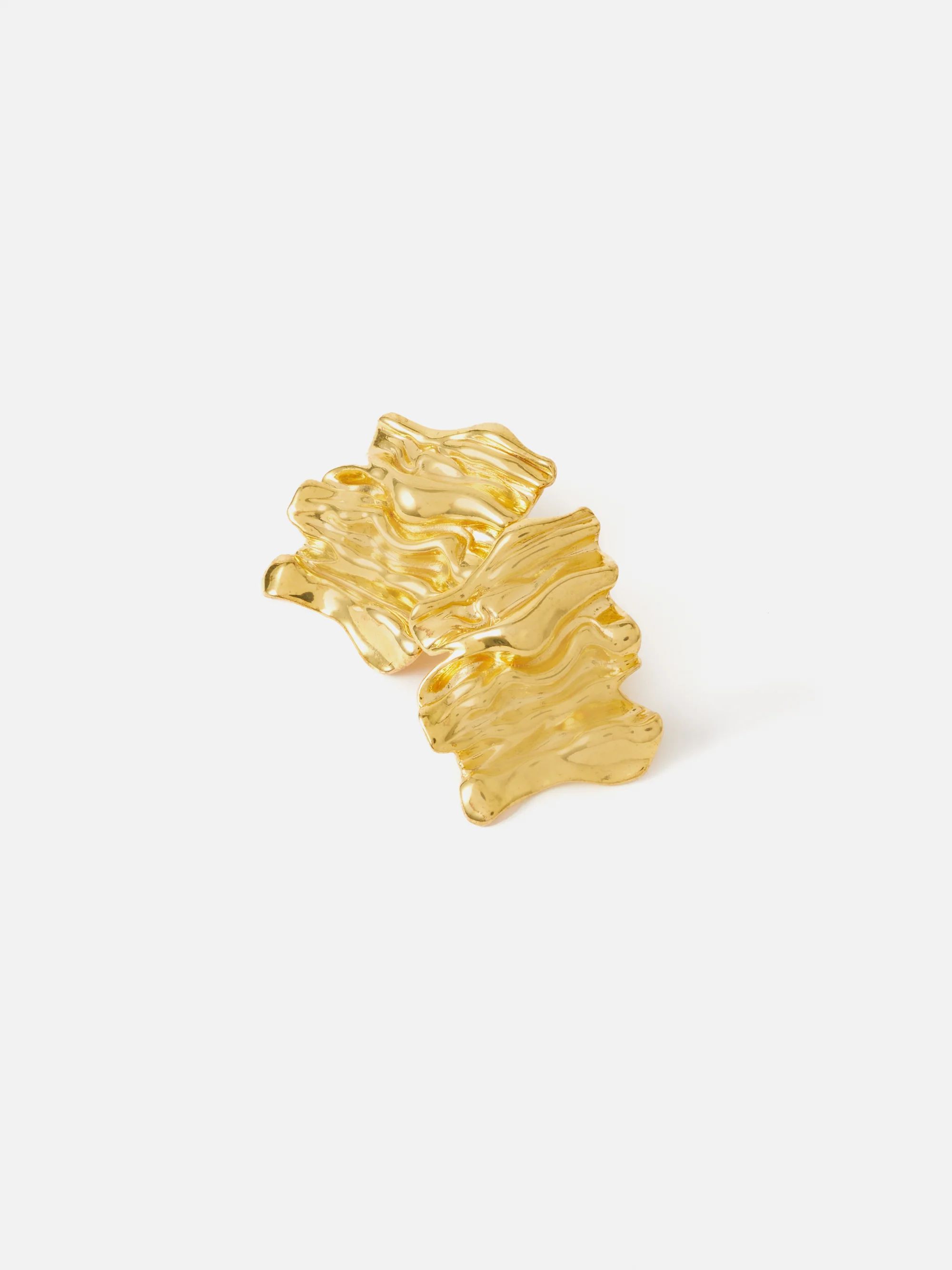 Crumpled Textured Earring  | Gold | Jigsaw (UK)