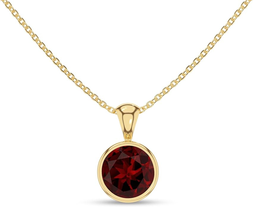 Natural Garnet Pendant Necklaces for Women in Sterling Silver/18K Yellow Gold/Rose Gold Vermeil, ... | Amazon (US)