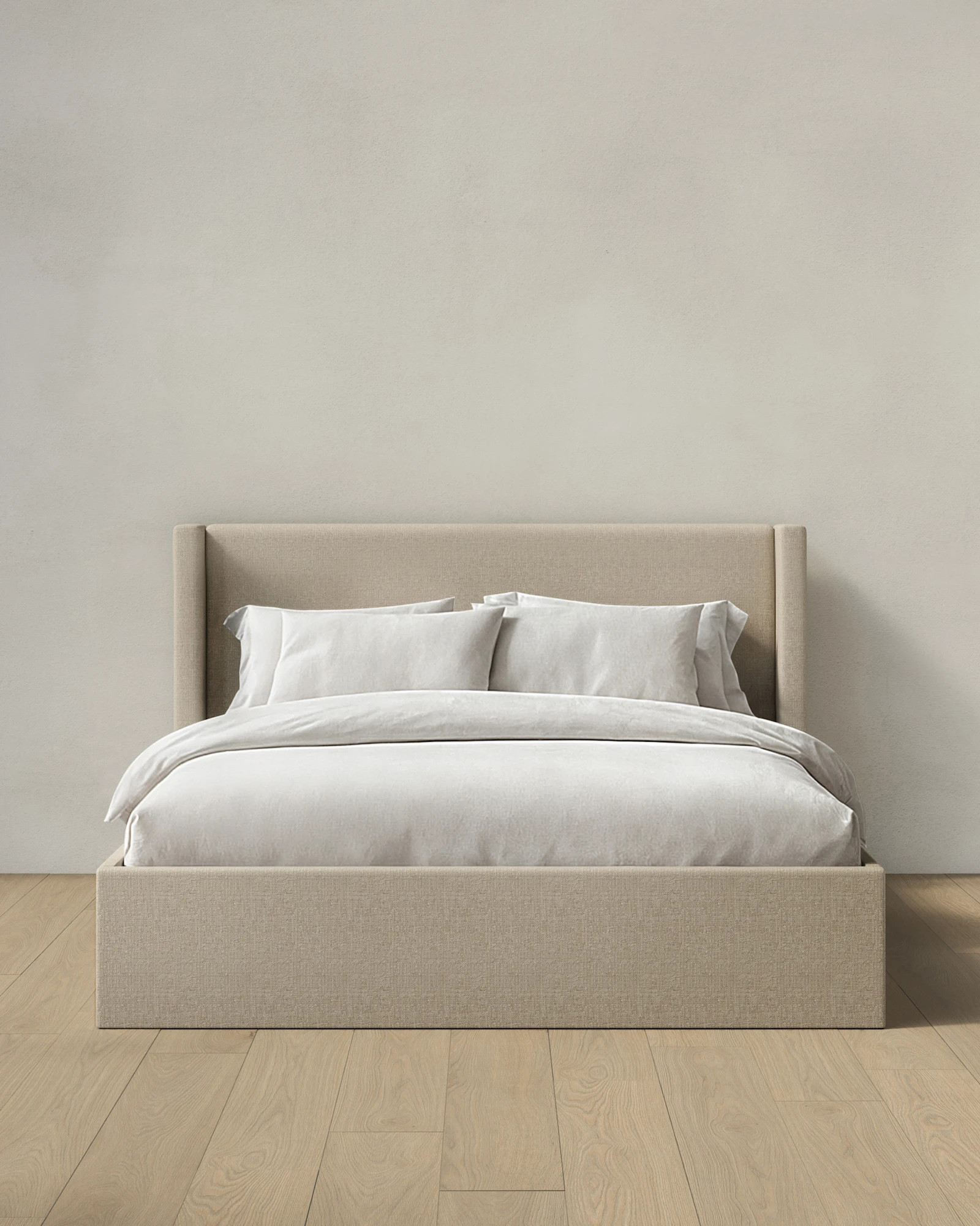 Quince | 100% Linen Wingback Bed in Silver, Size King | Quince
