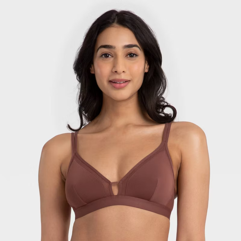 All.You LIVELY Women's Mesh Trim 2.0 Padded Bralette - Brown M | Target