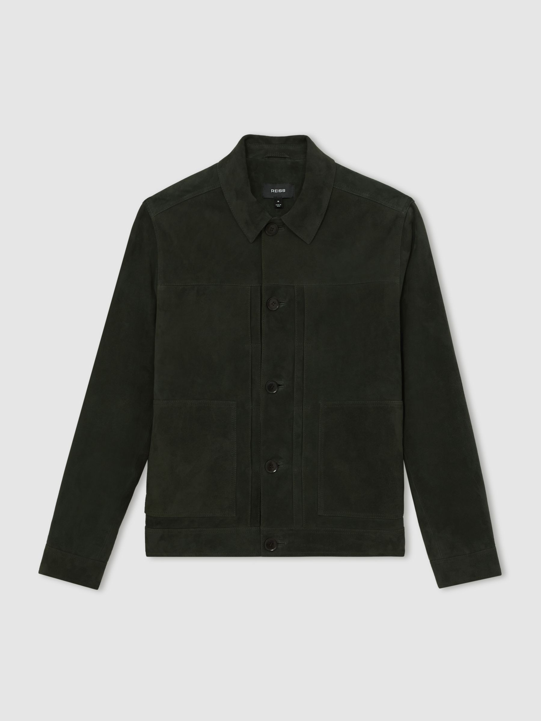 Suede Worker Jacket in Dark Green | Reiss US