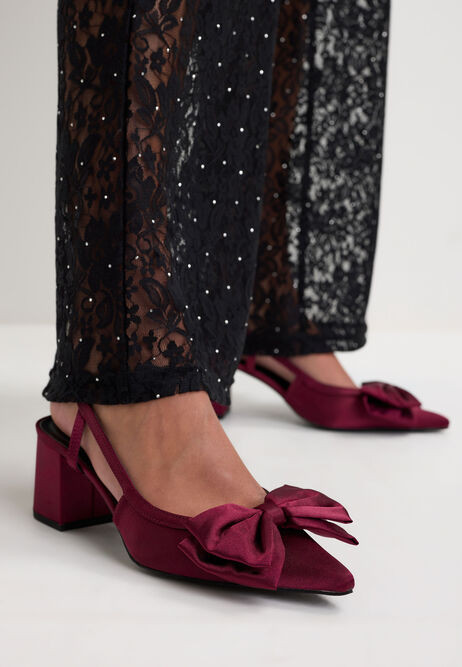 Womens Plum Bow Party Slingback Pumps | Peacocks