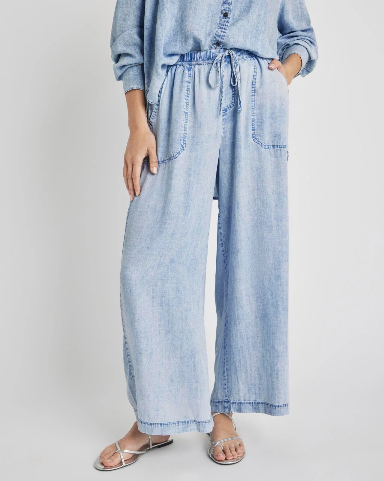 Bleached Indigo Angie Crop Palazzo Pant | Splendid
