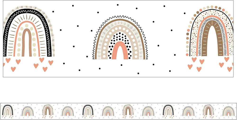 Simply Stylish Boho Rainbows Straight Borders—12-Piece Bulletin Board Border Strips with Polka ... | Amazon (US)
