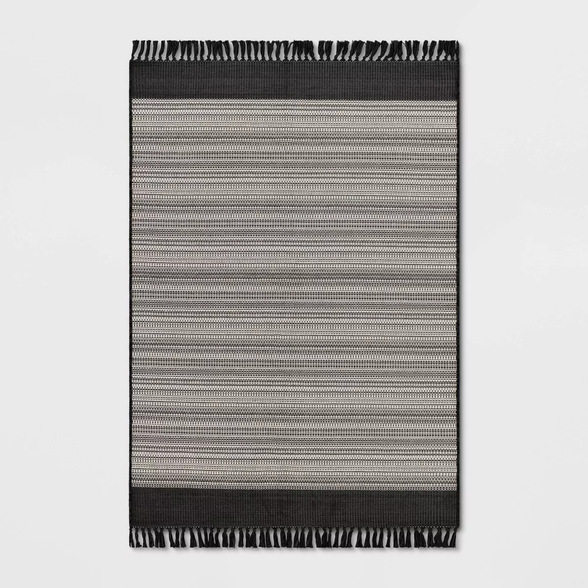 5' x 7' Outdoor Rug Striped Fringe Black - Project 62™ | Target