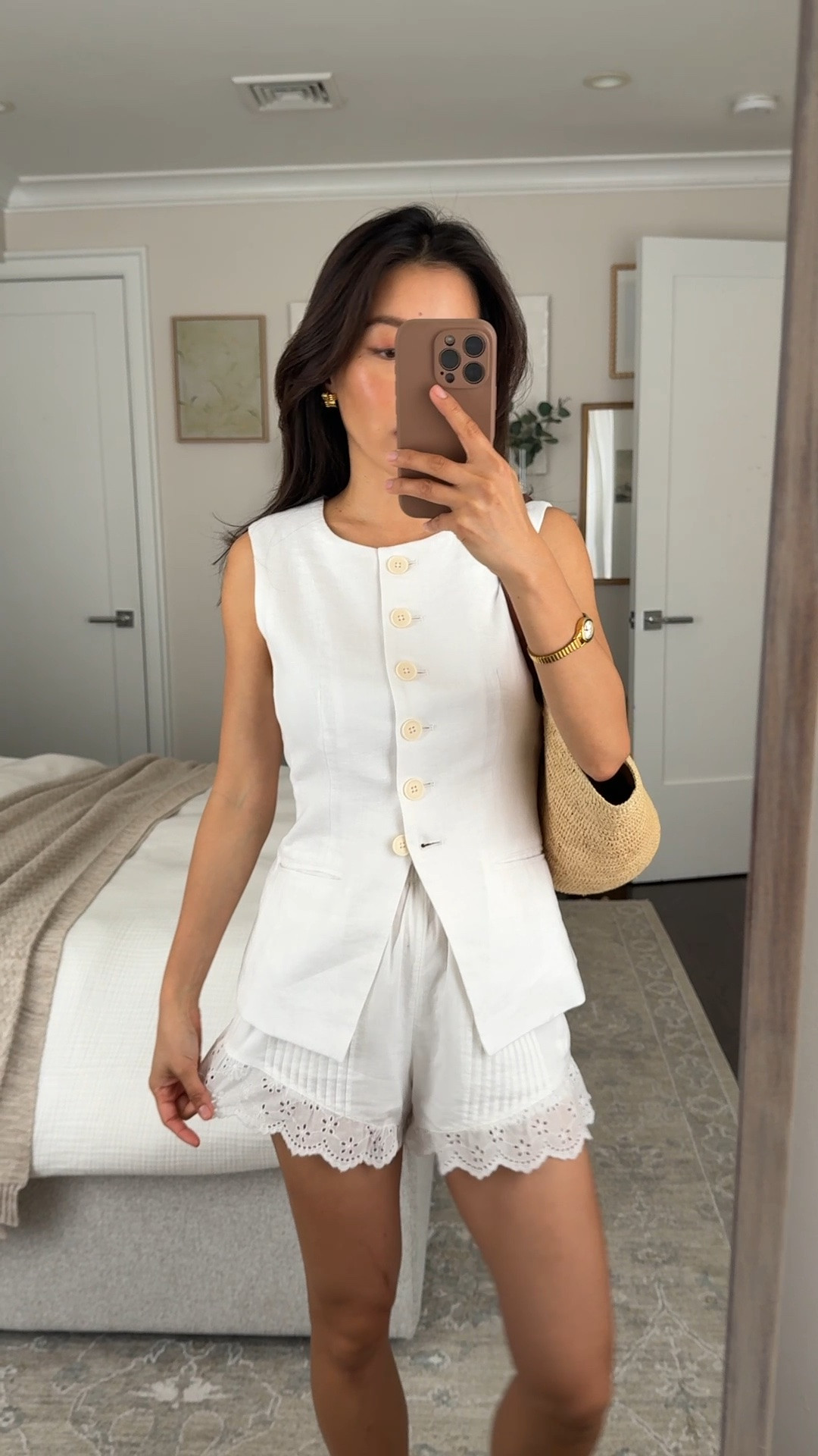 On sale for the first time and has matching Tropez shorts!
• Jcrew Linen Vest size 00 regular is petite friendly and comfortable. The back cinch helps give the waist shape. fYi length usually increases as size goes up 
• abercrombie shorts use code AFJEAN size XXS mini fit 
• in the matching jcrew shorts I’m an XXs
• Margaux sandals 5 love these!

Europe capsule , Italy travel outfit ideas , summer 2026 vacation staple pieces

#LTKTravel #LTKSaleAlert #LTKPetite