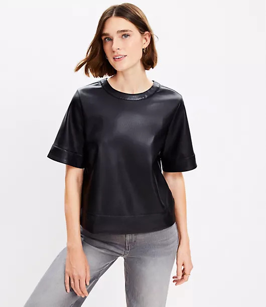 Loft Faux Leather Top | LOFT