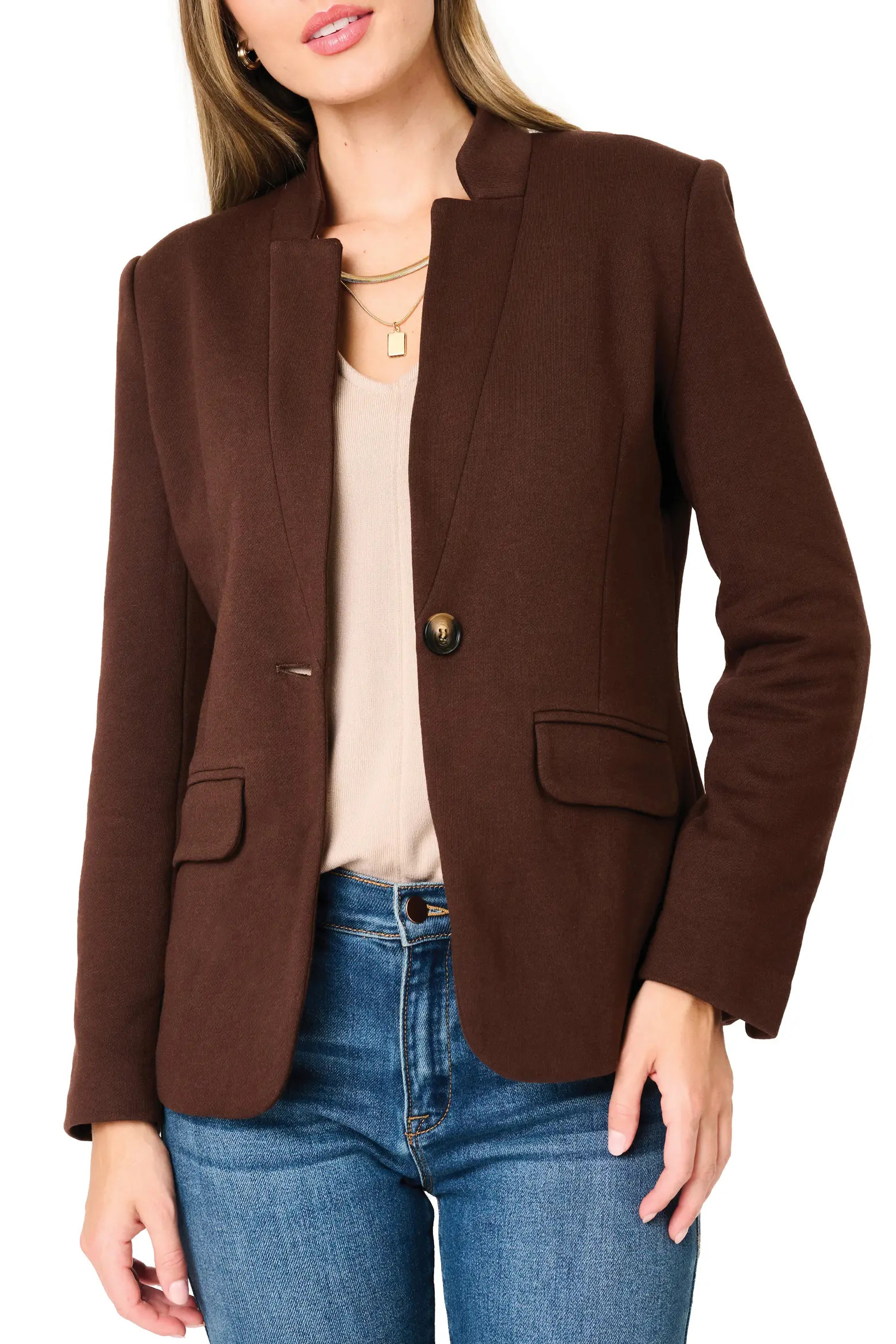 Inverted Notch Collar Cotton Blend Knit Blazer (Women) | Nordstrom | Nordstrom