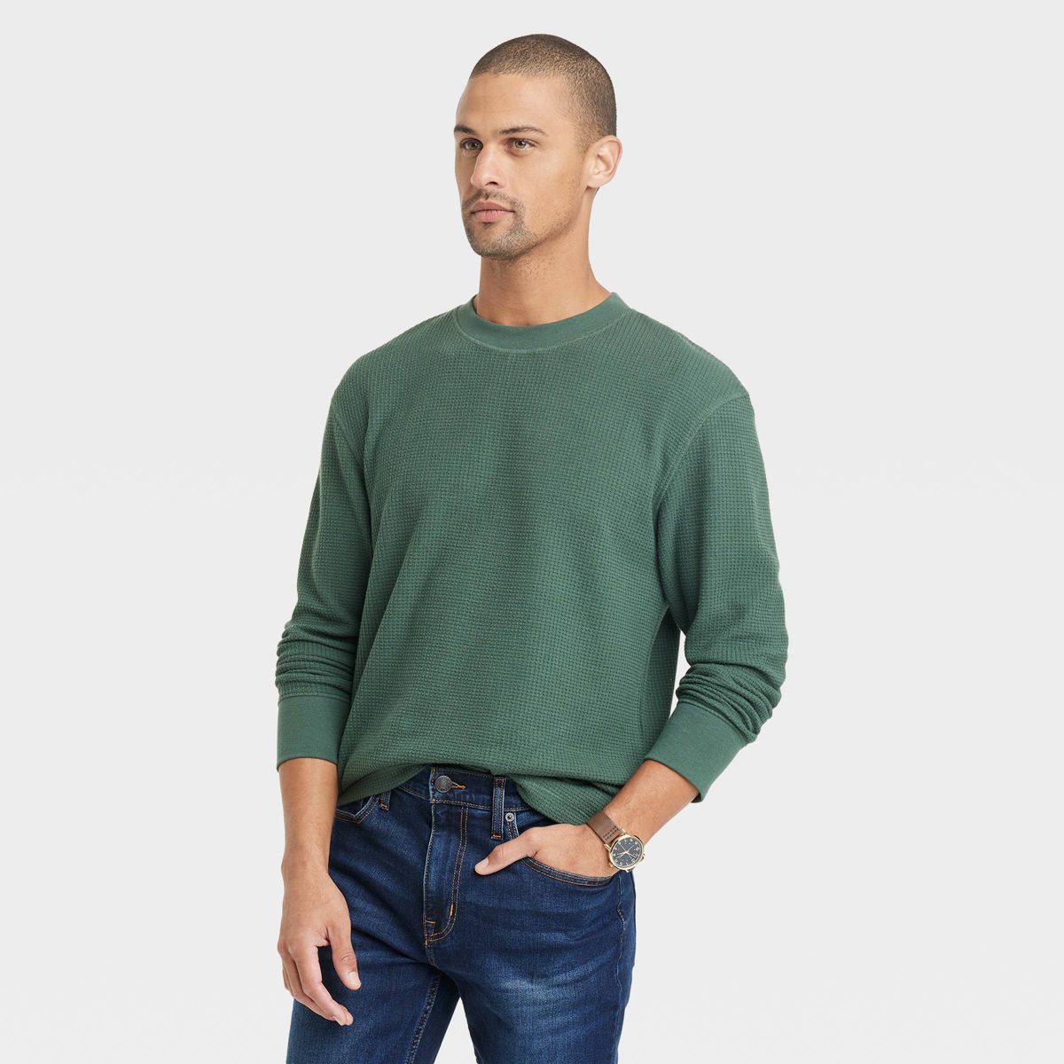 Men's Long Sleeve Textured Crewneck Shirt - Goodfellow & Co™ | Target