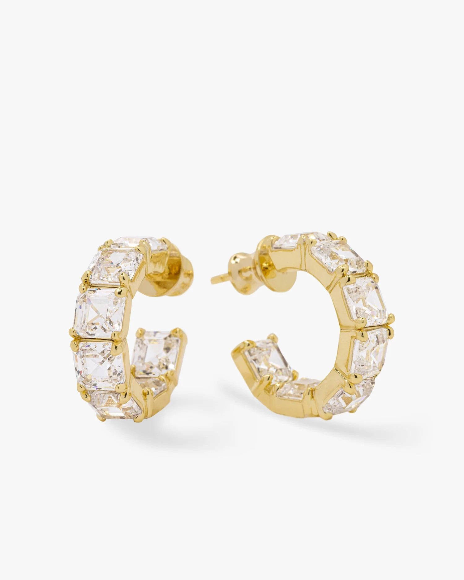 The Queen's Hoops .75"" - Gold|White Diamondettes | Melinda Maria Jewelry
