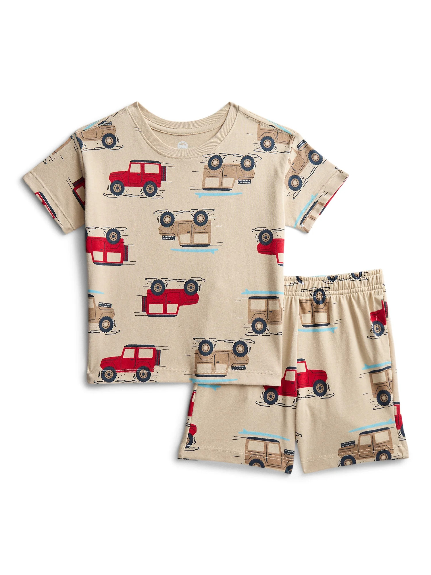 Wonder Nation Toddler Boys Short Sleeve Top and Shorts Outfit Set, 2-Piece, Sizes 12M-5T | Walmart (US)