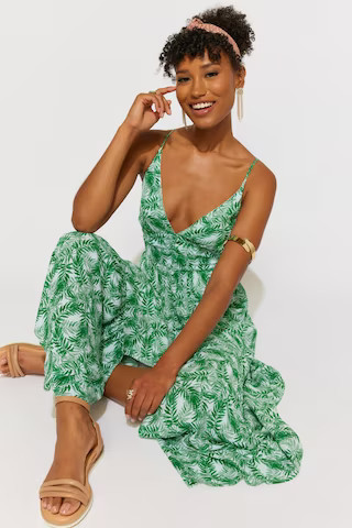 Kaylee Palm Print Maxi Dress | Francesca's