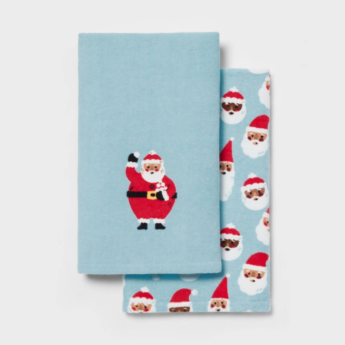 2pk Santa Christmas Hand Towel Light Blue - Wondershop™ | Target