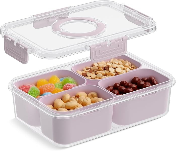 Snackle Box Container, Upgrade Dishwasher,Safe Snack Box for Adult Kids, 4 compartments Plastic D... | Amazon (US)