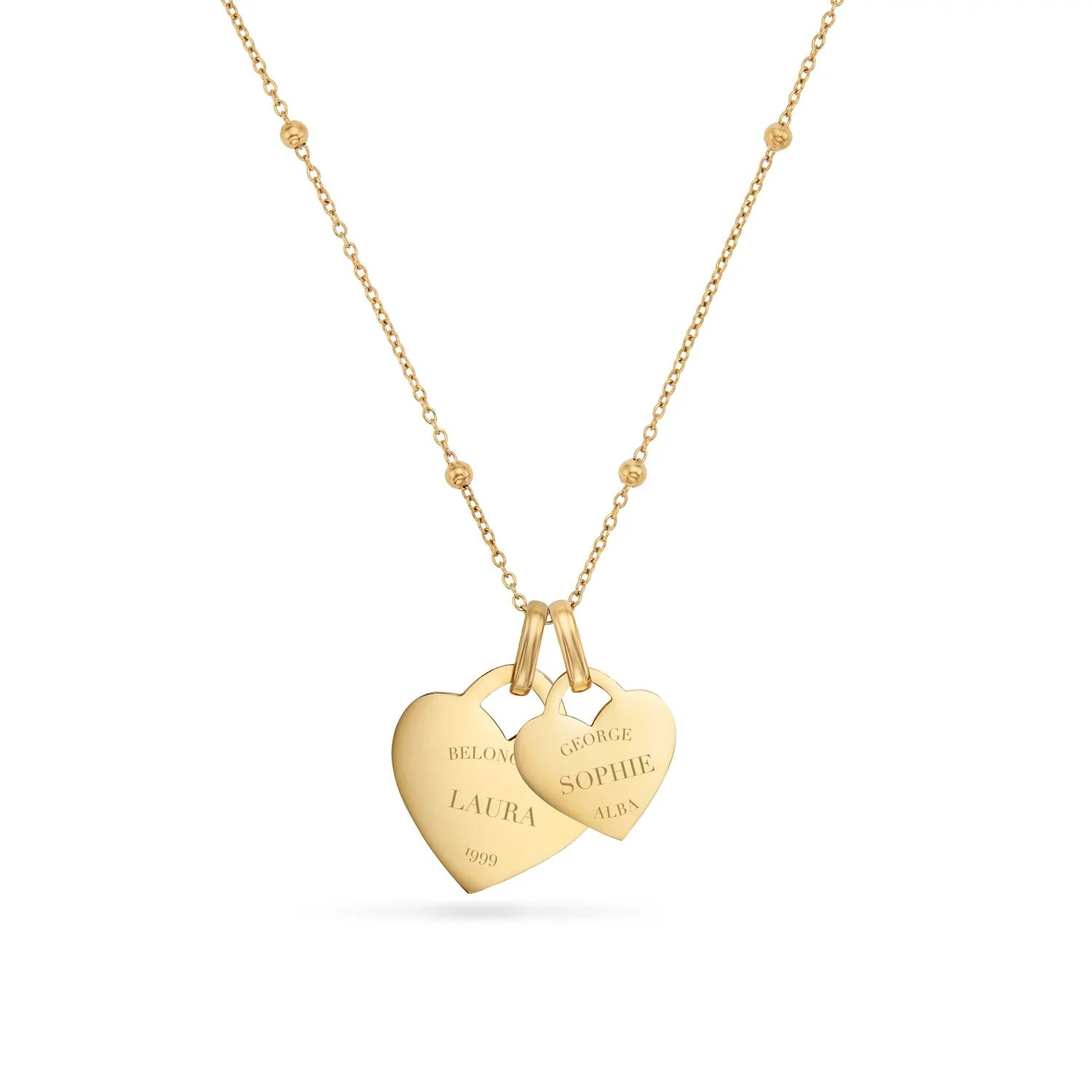 Double Heart Token Necklace (Gold) | Abbott Lyon