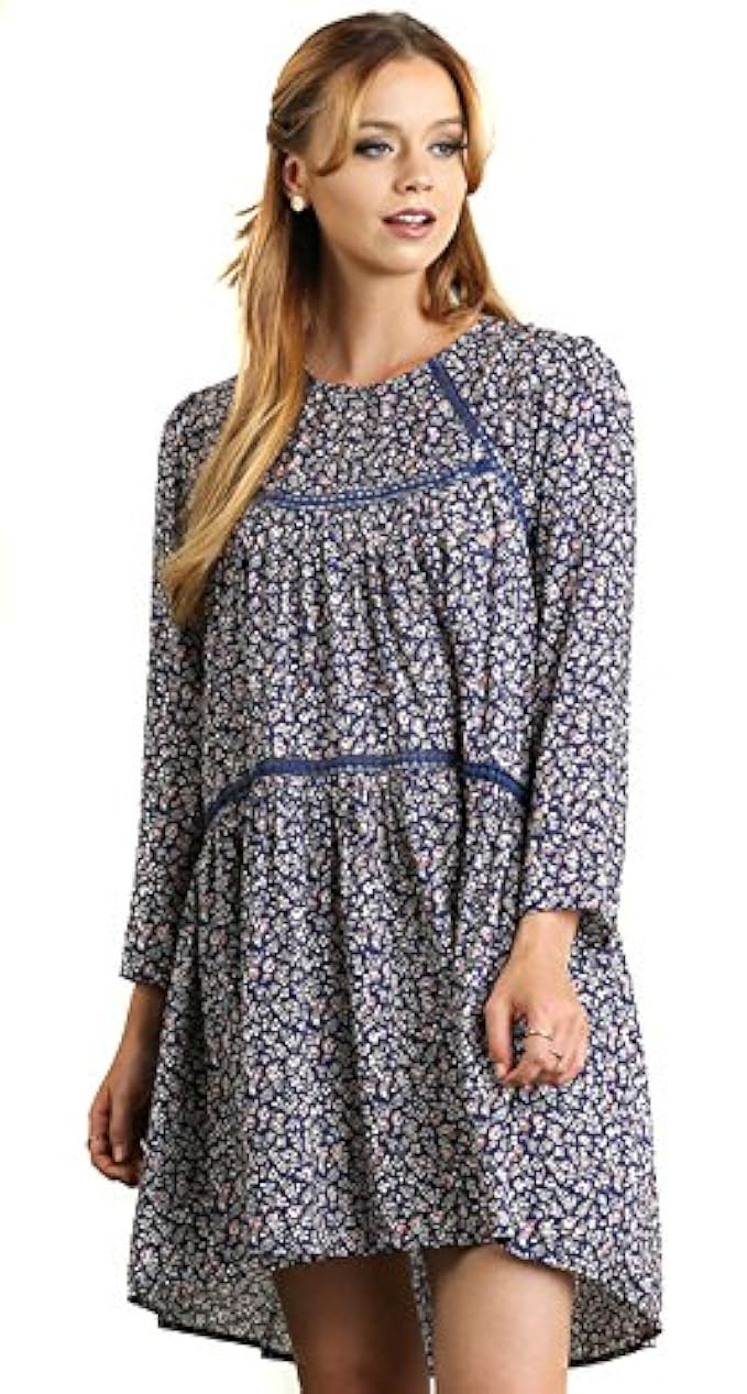 Umgee Women's Chic Bohemian Woven Crochetd Pheasant Boho Long Sleeves Dress | Amazon (US)