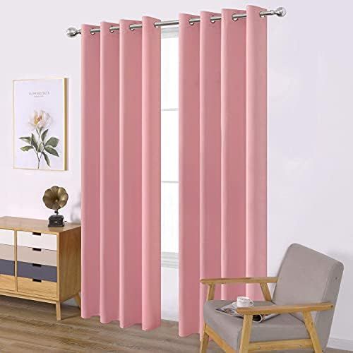 LEMOMO Baby Pink Bedroom Blackout Curtains/52 x 84 Inch Long/Set of 2 Curtain Panels/Thermal Insu... | Amazon (US)