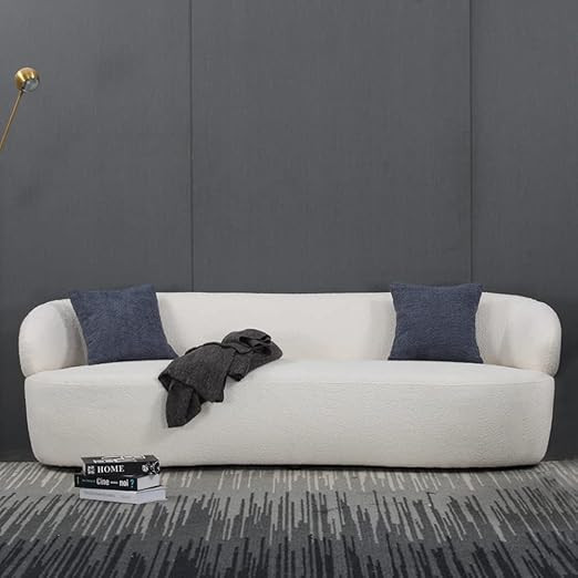 JUSTONE Mid Century Modern Curved Living Room Sofa, 3-Seat Boucle Fabric Couch for Bedroom, Offic... | Amazon (US)