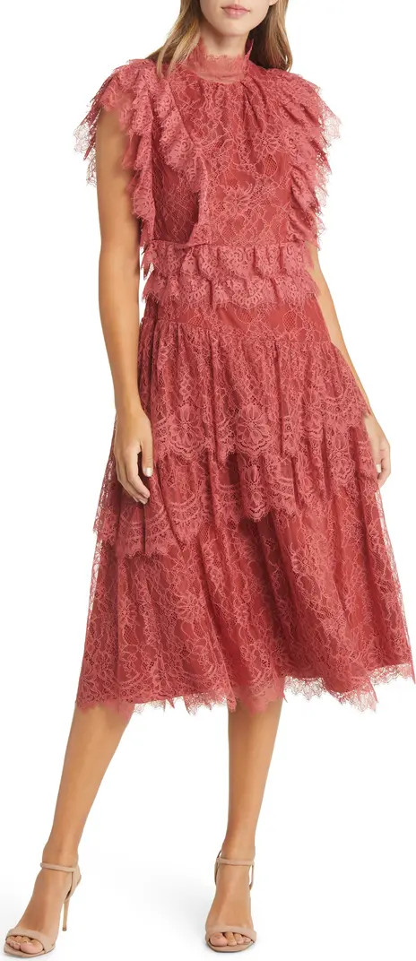 Ruffle Lace Midi Dress | Nordstrom