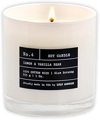 Lulu Candles | Lemon & Vanilla Bean | Luxury Scented Soy Jar Candle | Hand Poured in The USA | Hi... | Amazon (US)