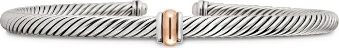 Classic Cable Station Bracelet in Sterling Silver with 18K Gold, 4mm | Nordstrom