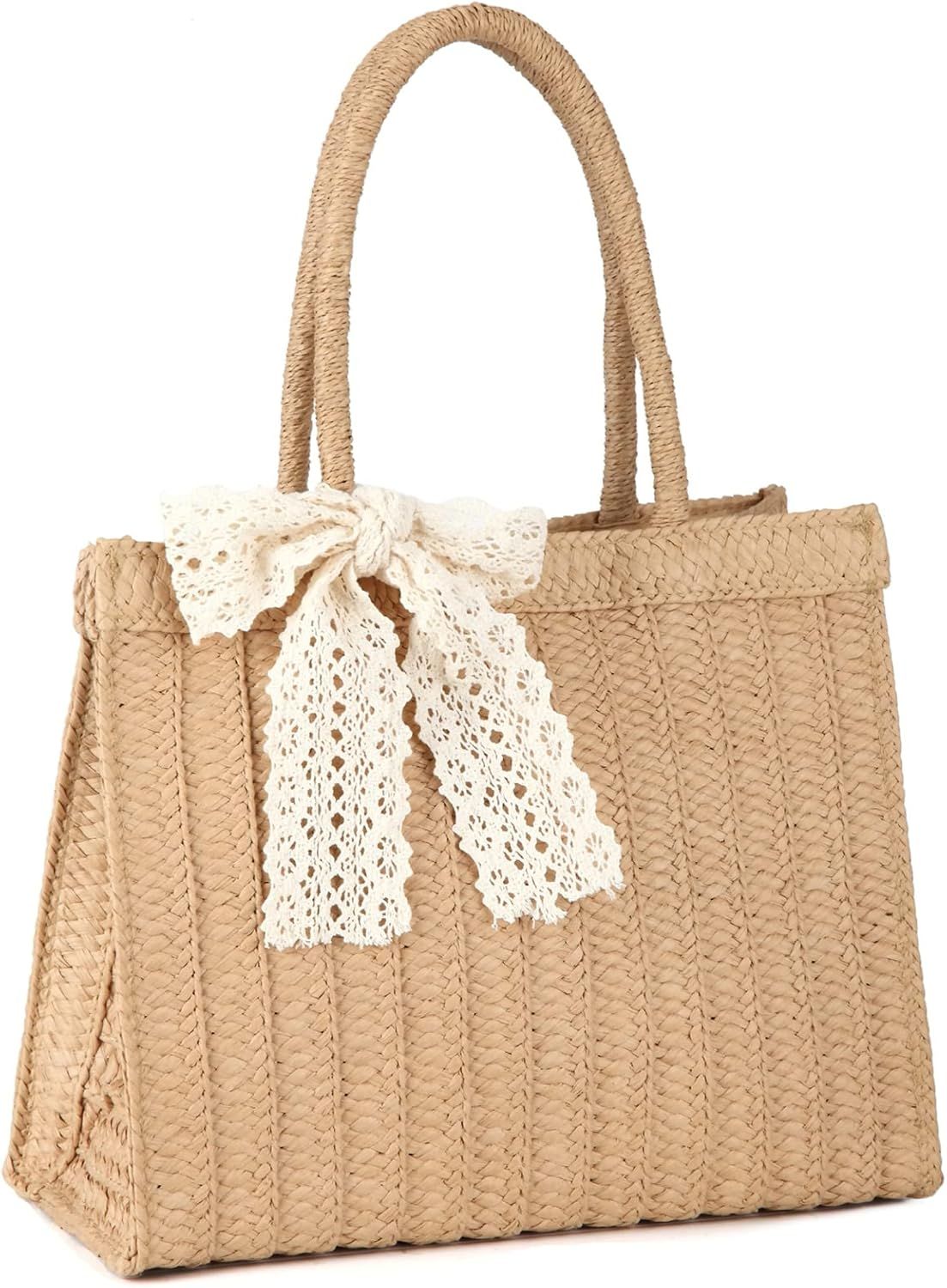 JENLING Straw Purse Beach Tote Bag for Women Summer Woven Handbag | Amazon (US)