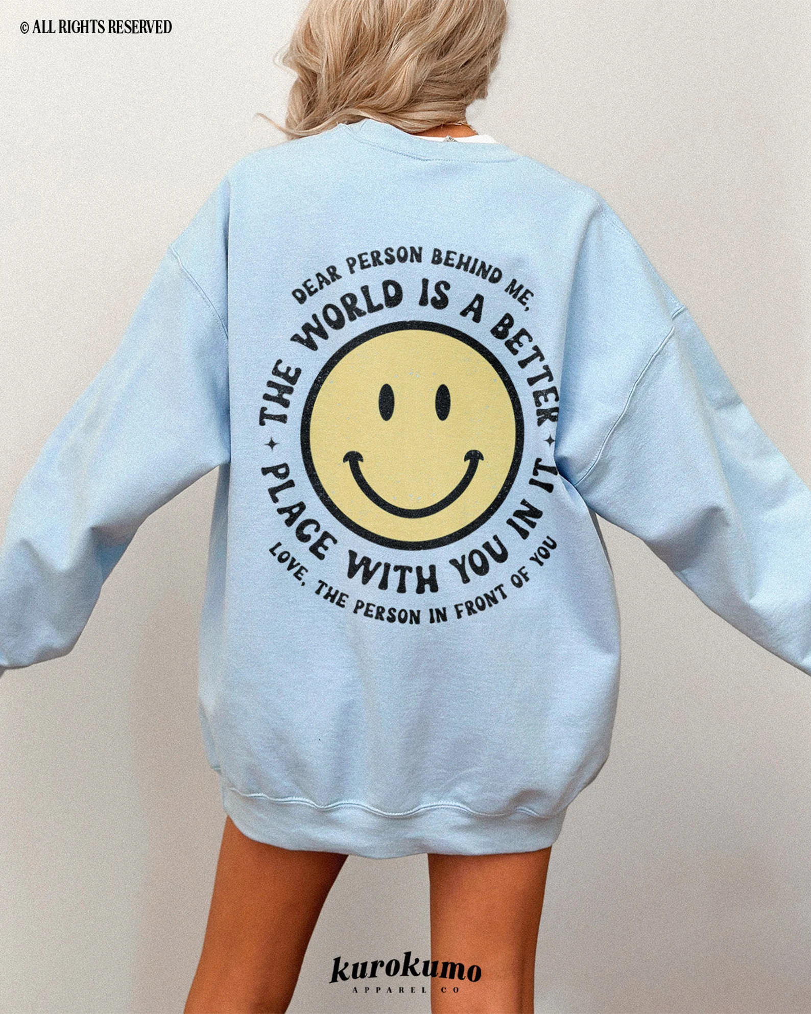 Dear Person Behind Me Sweatshirt Preppy Happy Face Crewneck Positive Mental Health Gift Indie Col... | Etsy (US)