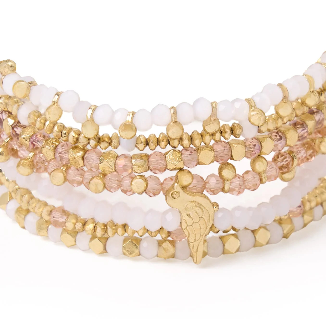 Janie + Mixed Crystal Stretch Bracelet Stack of 7 White | INK+ALLOY