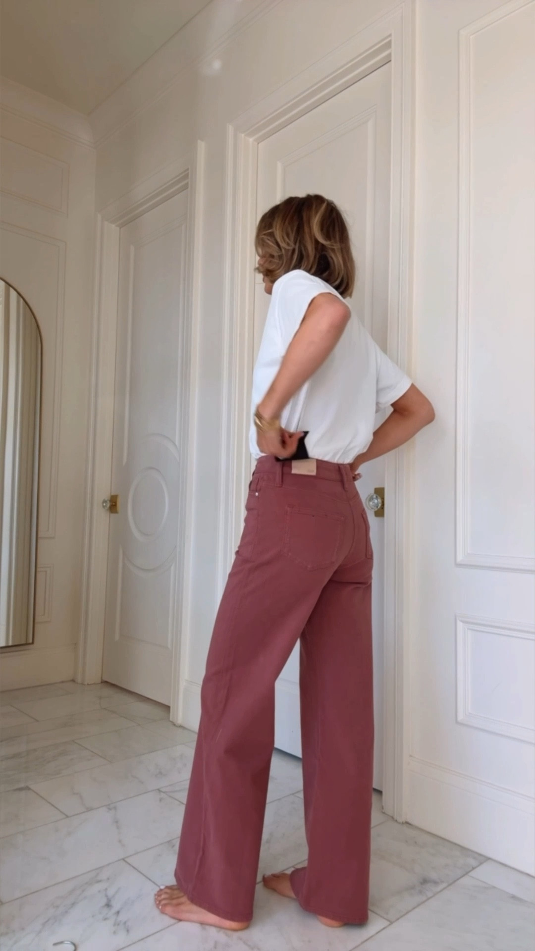 The jeans that fit everyone in the new berry wash. These fit tts 