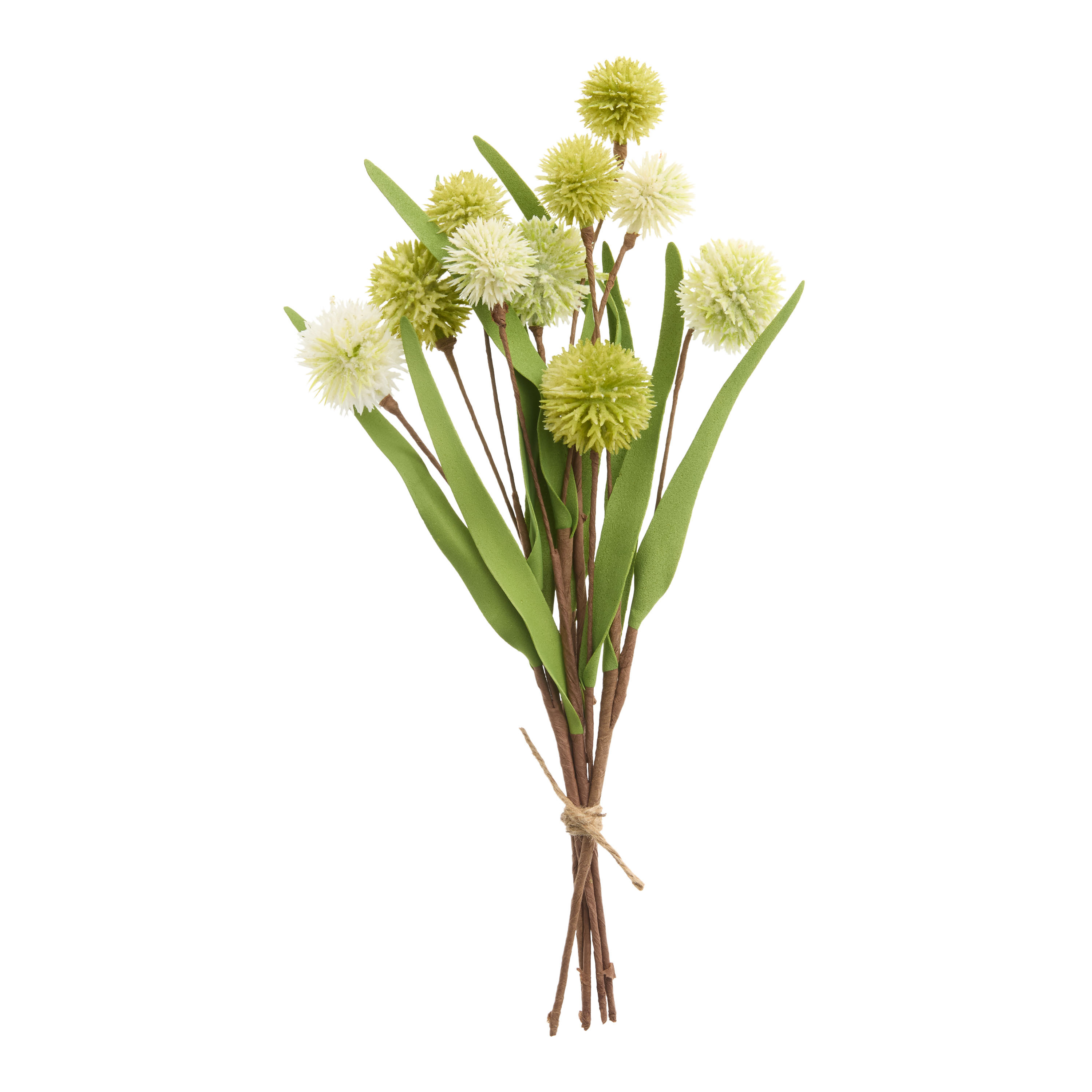 Green and White Faux Mini Ball Floral Bunch | World Market