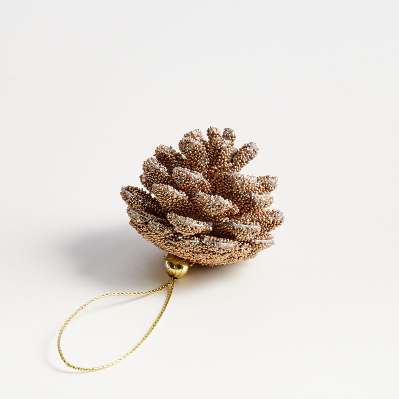 Gold-Beaded Glitter Pinecone Christmas Ornament + Reviews | Crate and Barrel | Crate & Barrel
