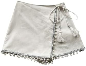Floerns Women's Asymmetrical Hem Wrap Skirt Shorts Drawstring Side Tassel Binding Skort Shorts | Amazon (US)