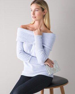 Off-the-Shoulder Chenille Sweater | White House Black Market