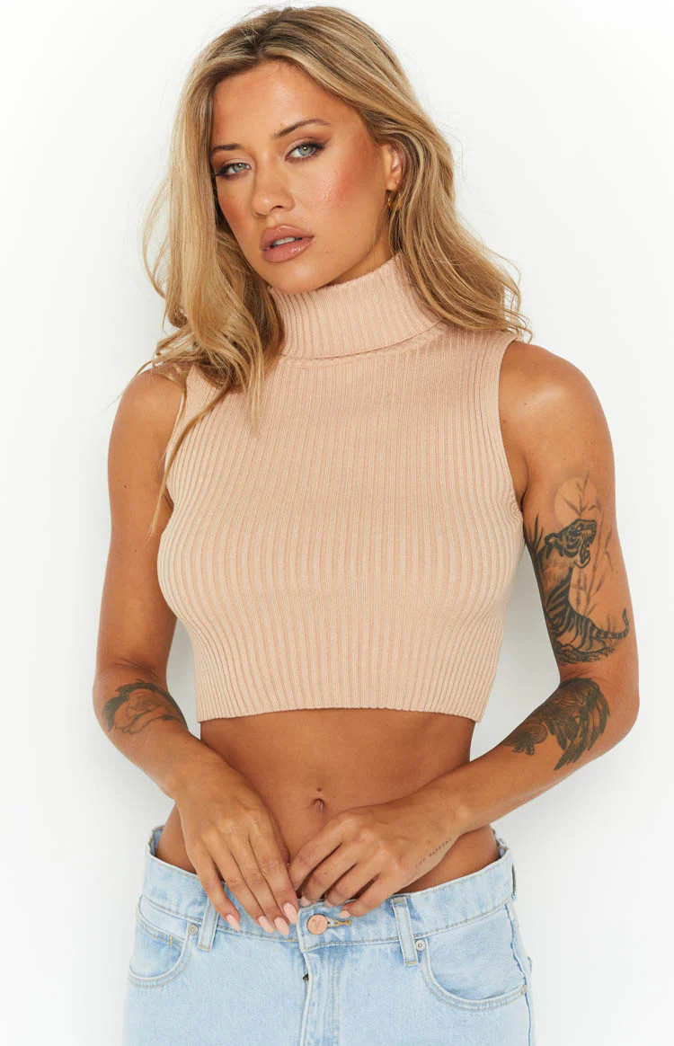 Halo Beige Knit Tank | Beginning Boutique (AU)