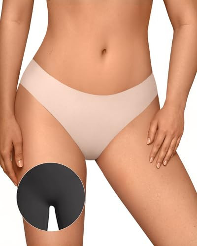 OEAK Seamless Thongs for Women Invisible Thongs No Show Thong Panty Liners Tangas Comfortable Workout G-Strings Underwear Cream M | Amazon (US)