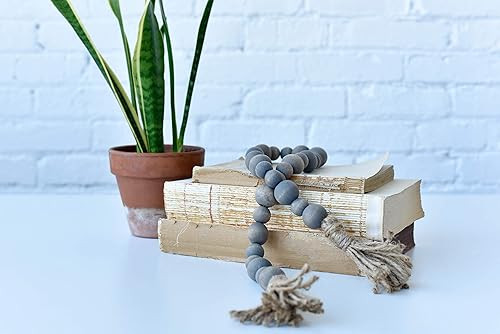 Grey Weathered Wood Bead Garland, Farmhouse Beads, Home Decor Beads | Amazon (US)