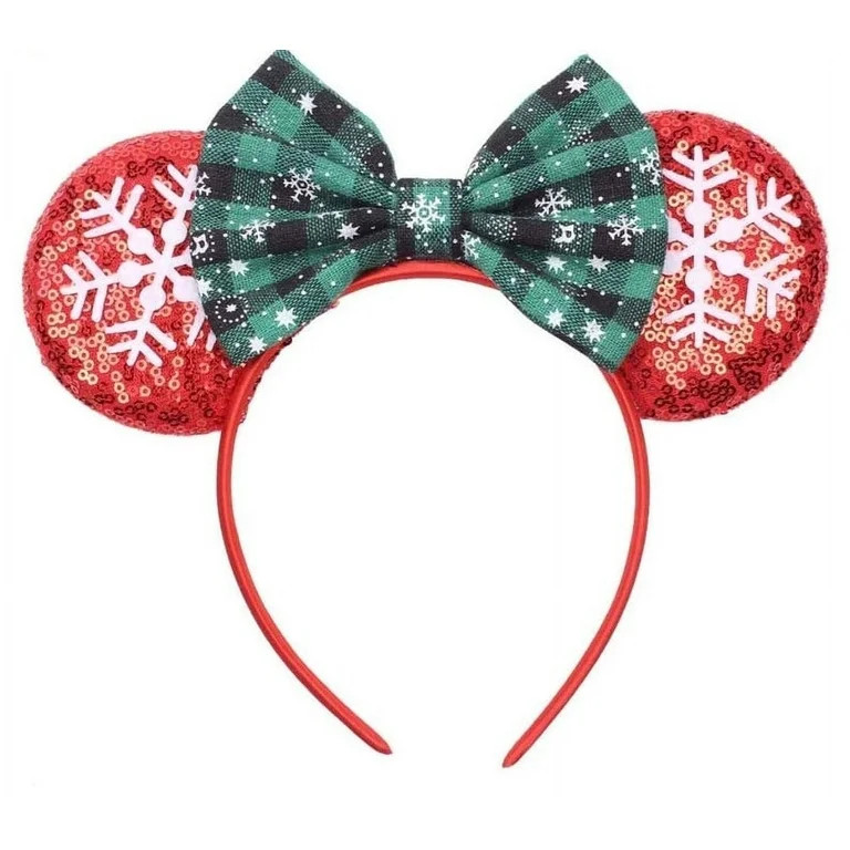 Christmas Red Mickey Ears, Green Ear headband, Holiday Mickey Ears, Christmas Minnie Ears, Green ... | Walmart (US)