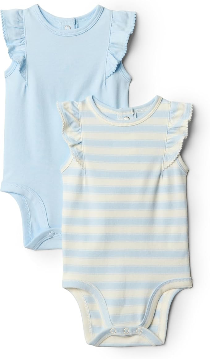Amazon Essentials x Sofia Grainge Baby Girls' Embroidered Ruffle Bodysuit, Pack of 2 | Amazon (US)