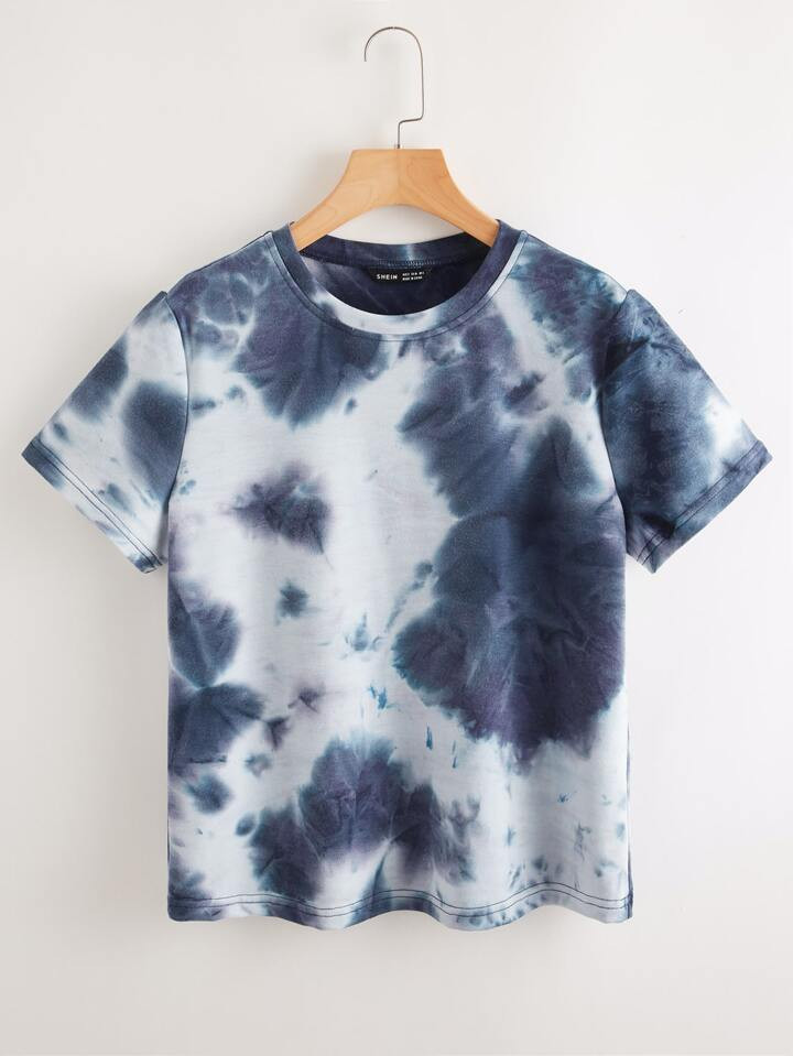 SHEIN EZwear Tie Dye Round Neck Tee | SHEIN