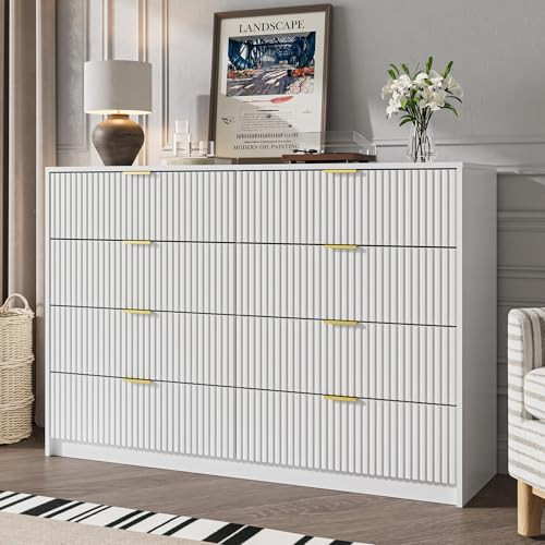 White Dresser for Bedroom, 8 Drawer Double Dresser, Modern Chest of Drawers for Bedroom, Living R... | Amazon (US)
