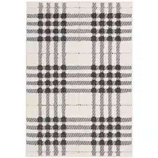 Home Decorators Collection Shag Black and White 5 ft. x 7 ft. Menswear Polypropylene Area Rug 565... | The Home Depot