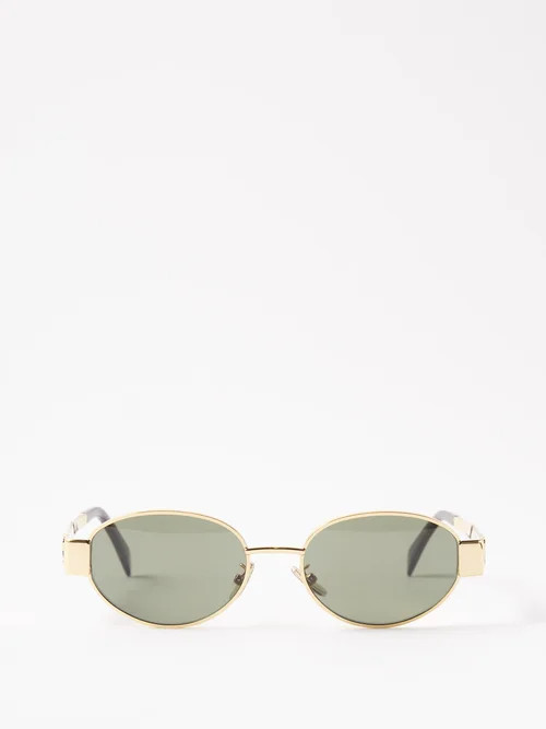 Celine Eyewear - Round Metal Sunglasses - Mens - Gold | Matches (US)