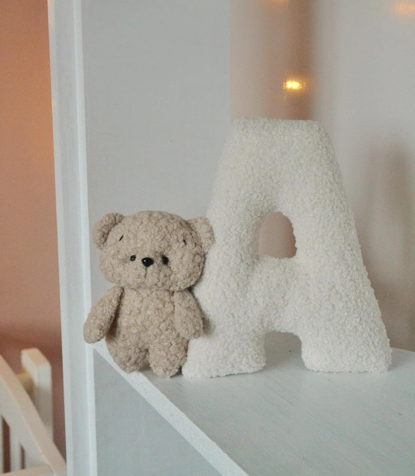 Letter Pillow, Boucle Fabric Pillow, Personalized Boucle Name Decor , Nursery Bear Wall Decor, Ba... | Etsy (US)