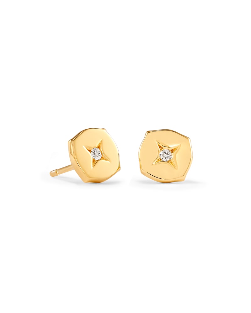 Adanna 18k Yellow Gold Vermeil Stud Earrings in White Diamond | Kendra Scott