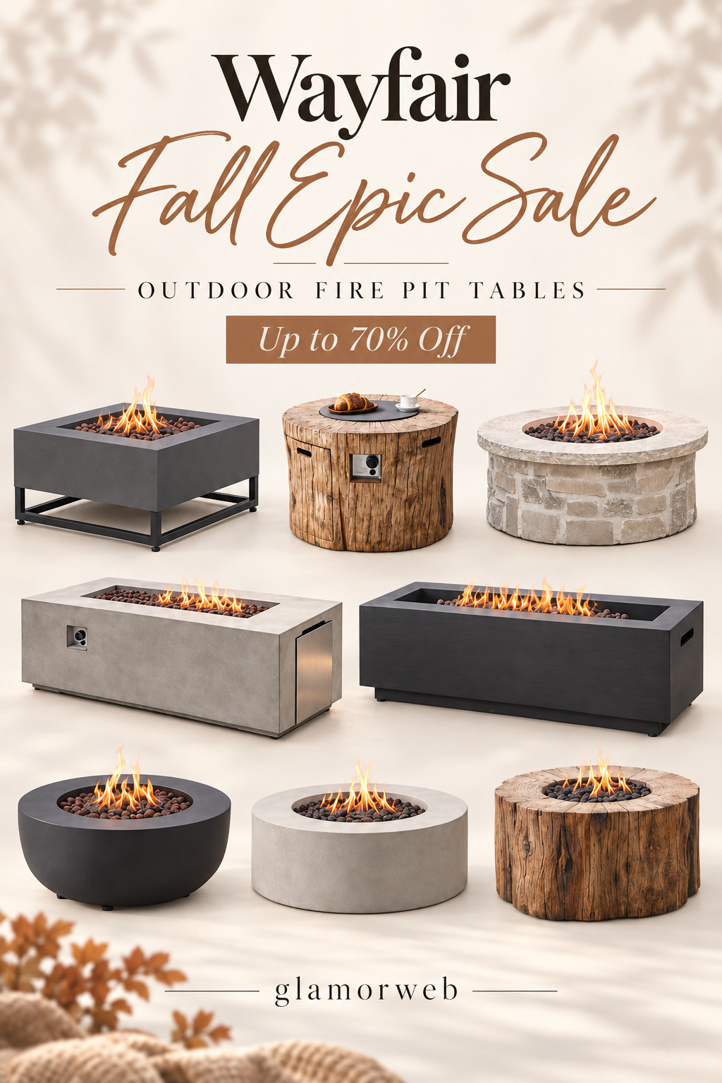 Obsessed with these cozy outdoor finds for fall 🍂🔥 Wayfair’s Fall Epic Sale has outdoor fire pit tables up to 70% off, and there are so many good styles—from sleek modern rectangles to round concrete and rustic wood looks. Such an easy way to make the patio feel warmer, more inviting, and ready for chilly nights, weekend hangs, drinks outside, or s’mores with the family. 🤎

#WayfairFinds #WayfairSale #FallEpicSale #FirePitTable #OutdoorFirePit #PatioFinds #FallPatio #BackyardIdeas #OutdoorLiving #CozyPatio #PatioDecor #BackyardDecor #OutdoorFurniture #FallHomeFinds #PatioRefresh #FallOutdoorDecor #BackyardMakeover #OutdoorEntertaining 

 #LTKSeasonal #LTKHome #LTKSaleAlert